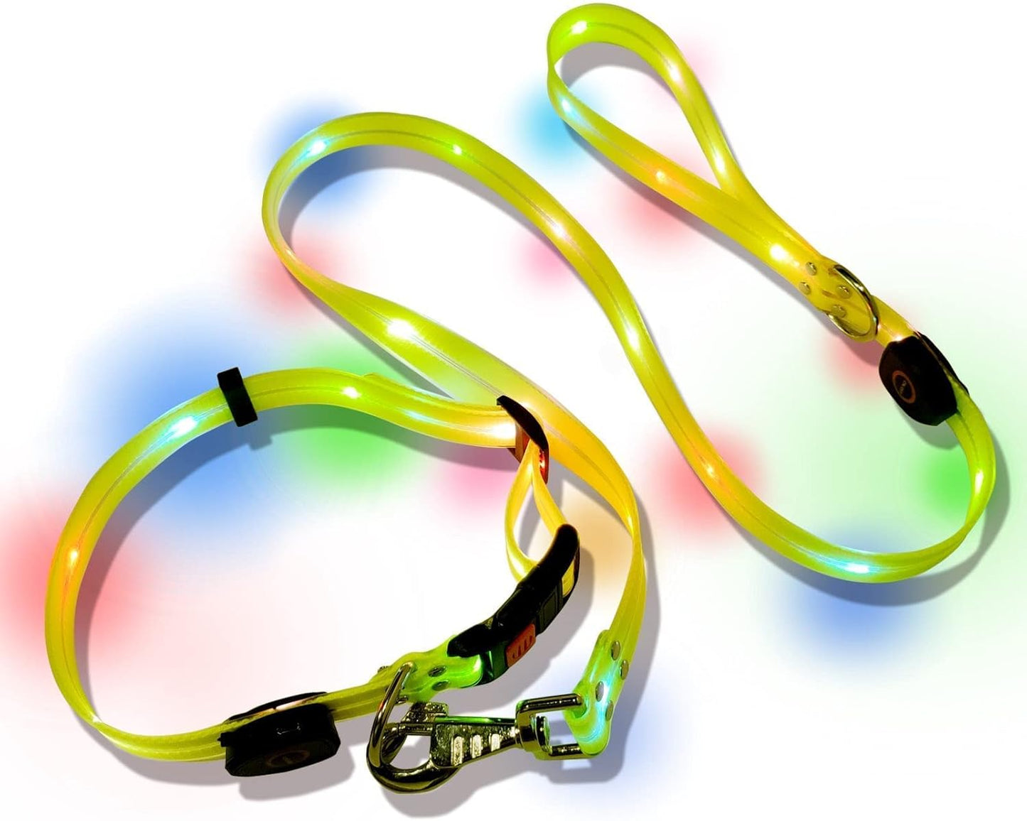 Illuminate Your Night Walks with the LED Light-Up Dog Collar and Leash Set - Waterproof, Rechargeable, and Glow in the Dark!