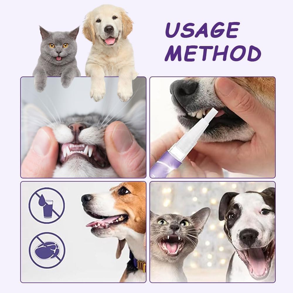 Pet Oral Restoration Whitening Gel,Pet Oral Repair Gel,Teeth Cleaning Pen for Cats and Dogs, Pet Toothbrush Pen Cleaner Teeth & Fresher Breath. (2PCS)