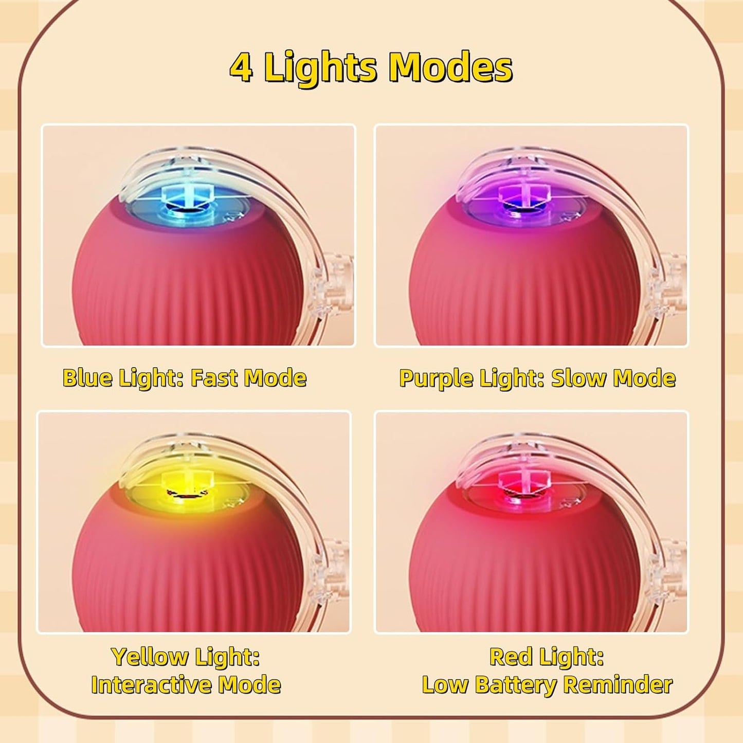 Interactive Dog Cat Toy Ball, Automatic Moving Bouncing Rolling, with Replacement Tail, Pet Smart Chase Ball Rechargeable, Enrichment Toys for Bored Indoor Adult Cats/Dogs