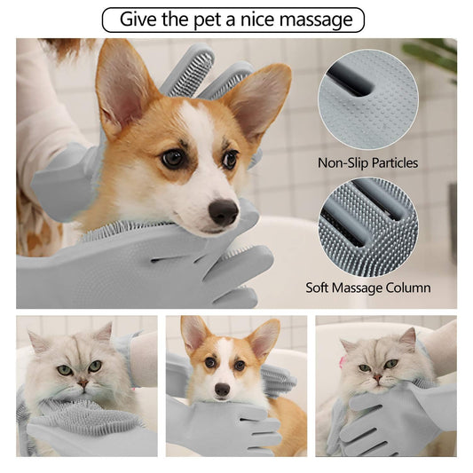 Professional Pet Grooming Gloves - Multi-Functional Bathing and Deshedding Mitt with Enhanced Five Finger Design for Dogs, Cats, Rabbits, and Horses - Single Pack