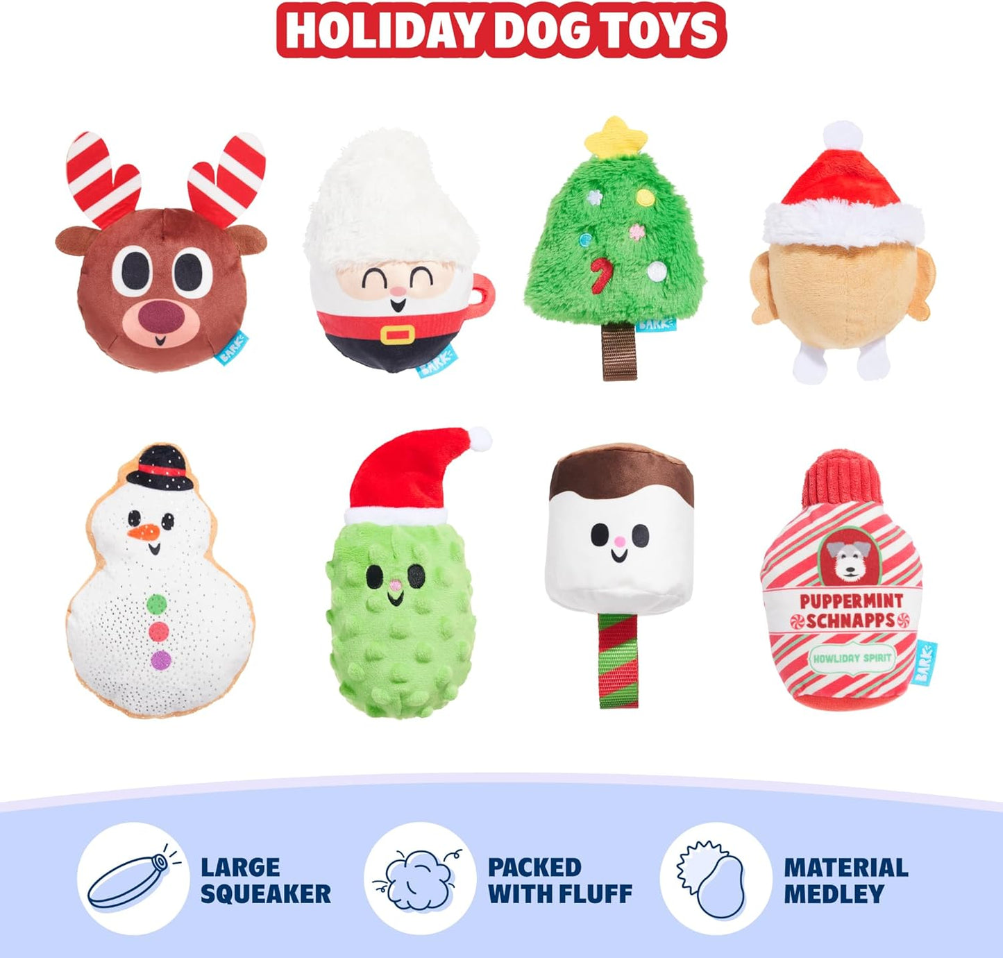 Dog Advent Calendar – Holiday Gift Box with 8 Festive Plush Dog Toys & 16 Bakery-Style Treats – Squeaky, Fluffy & Crunchy Surprises for Small to Large Dogs