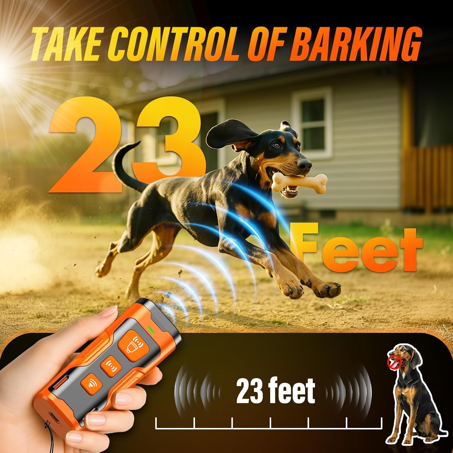 Ultimate Dog Bark Deterrent Device – 3X Ultrasonic Anti-Barking Technology, 6 Training Modes & 23 FT Range for Safe & Humane Behavior Correction