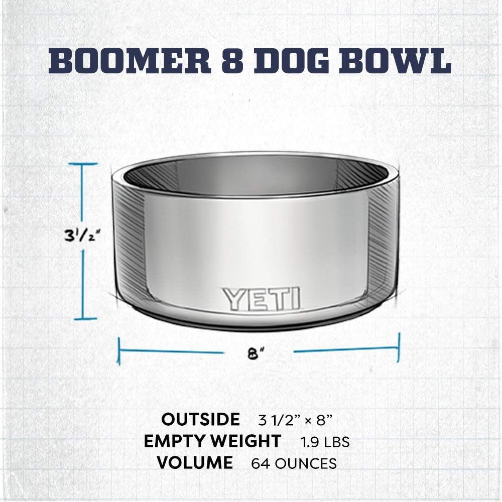 Boomer 8, Stainless Steel, Non-Slip Dog Bowl, Holds 64 Ounces