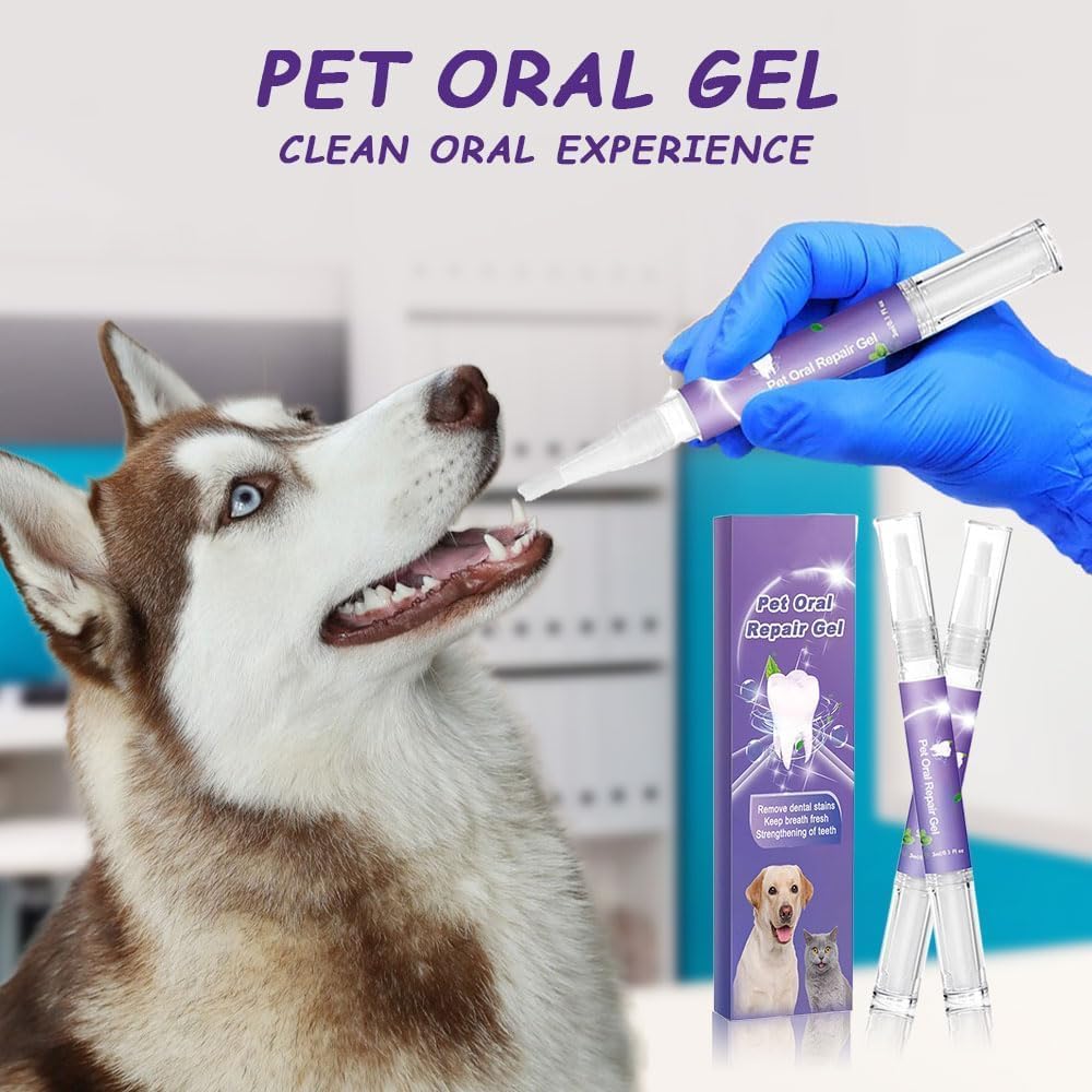 Pet Oral Restoration Whitening Gel,Pet Oral Repair Gel,Teeth Cleaning Pen for Cats and Dogs, Pet Toothbrush Pen Cleaner Teeth & Fresher Breath. (2PCS)