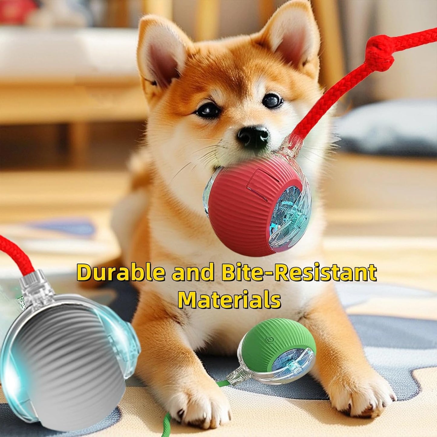 Interactive Dog Cat Toy Ball, Automatic Moving Bouncing Rolling, with Replacement Tail, Pet Smart Chase Ball Rechargeable, Enrichment Toys for Bored Indoor Adult Cats/Dogs