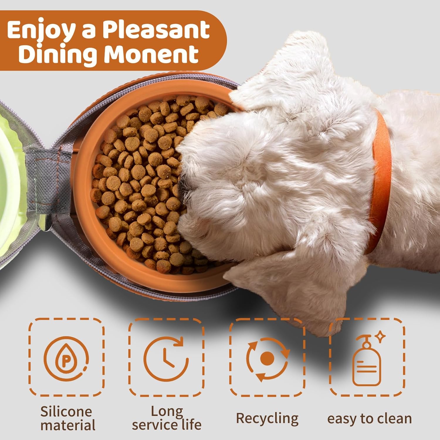 Collapsible 2-in-1 Travel Dog Bowls with Zipper Case - Portable Non-Skid Silicone Feeders for Outdoor Adventures & Pet Lovers