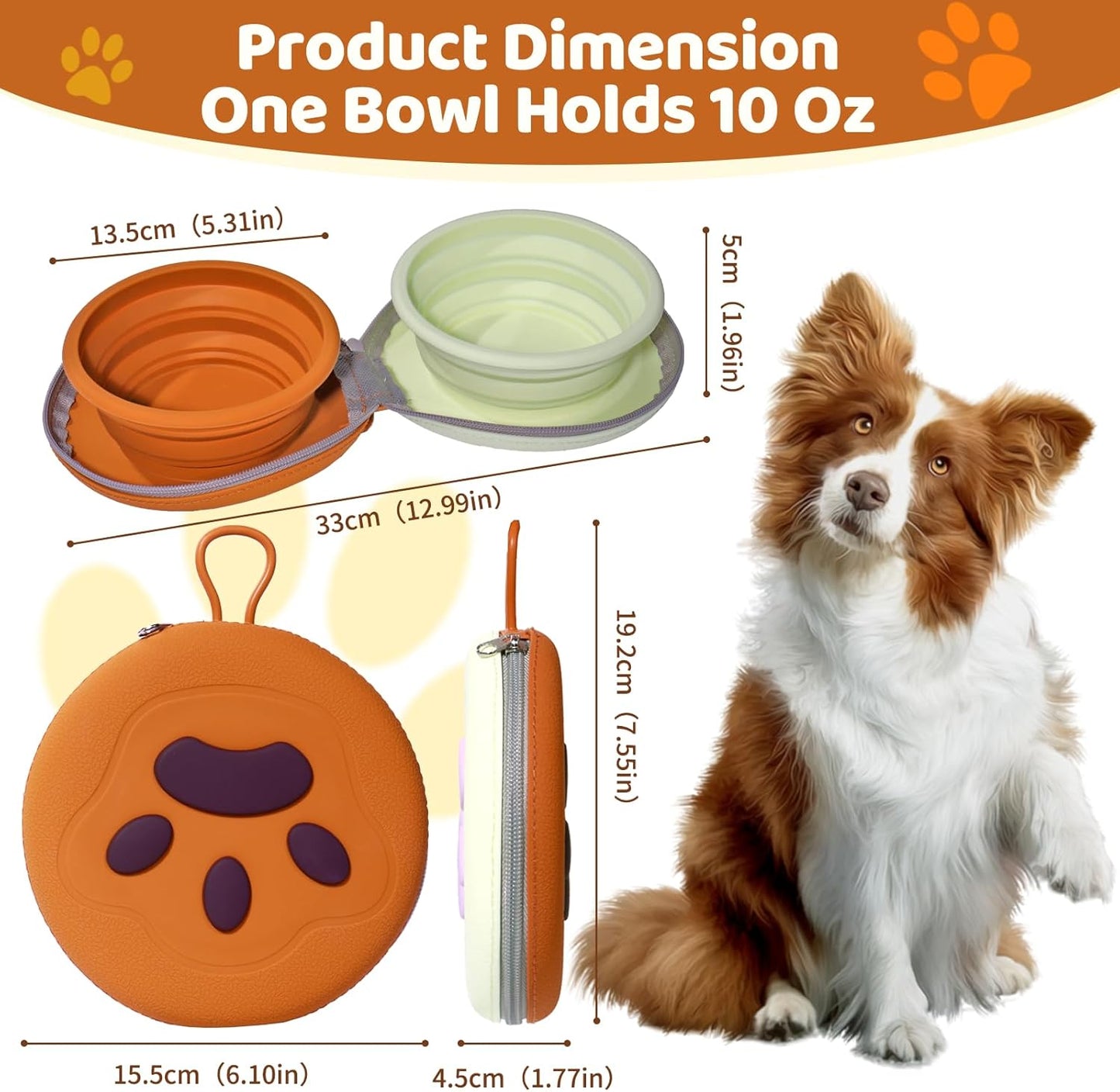 Collapsible 2-in-1 Travel Dog Bowls with Zipper Case - Portable Non-Skid Silicone Feeders for Outdoor Adventures & Pet Lovers