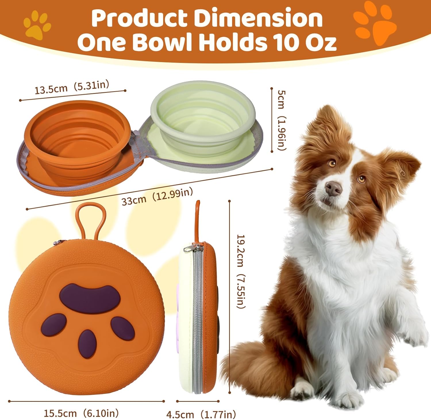 Collapsible 2-in-1 Travel Dog Bowls with Zipper Case - Portable Non-Skid Silicone Feeders for Outdoor Adventures & Pet Lovers