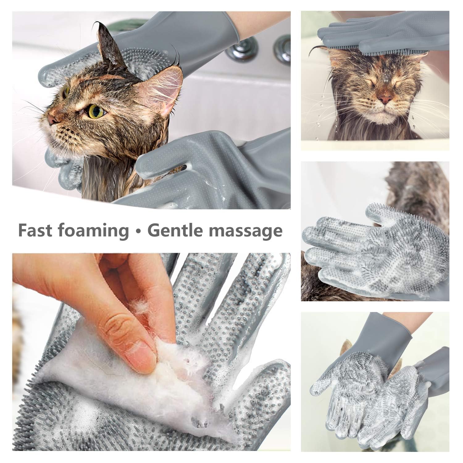 Professional Pet Grooming Gloves - Multi-Functional Bathing and Deshedding Mitt with Enhanced Five Finger Design for Dogs, Cats, Rabbits, and Horses - Single Pack