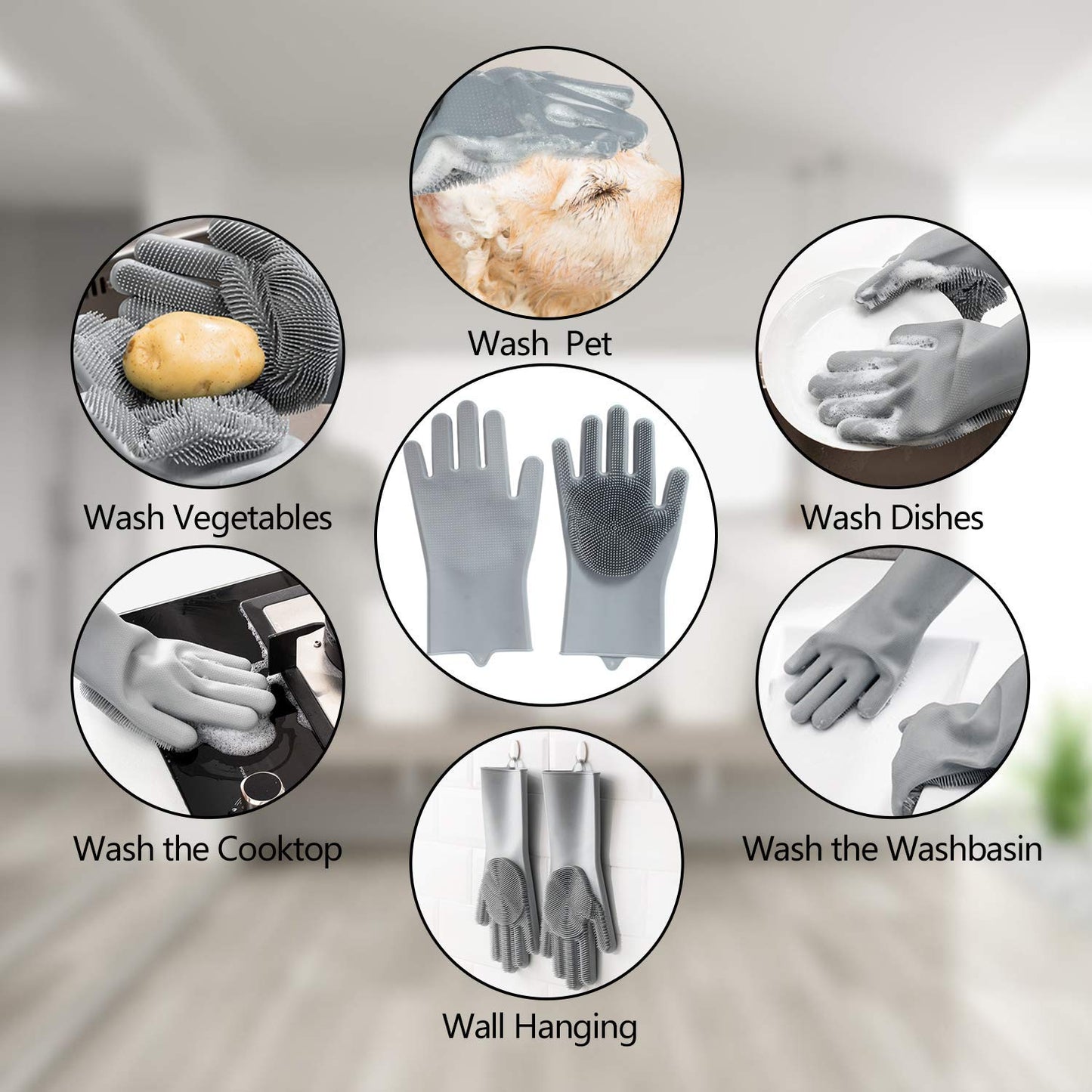 Professional Pet Grooming Gloves - Multi-Functional Bathing and Deshedding Mitt with Enhanced Five Finger Design for Dogs, Cats, Rabbits, and Horses - Single Pack