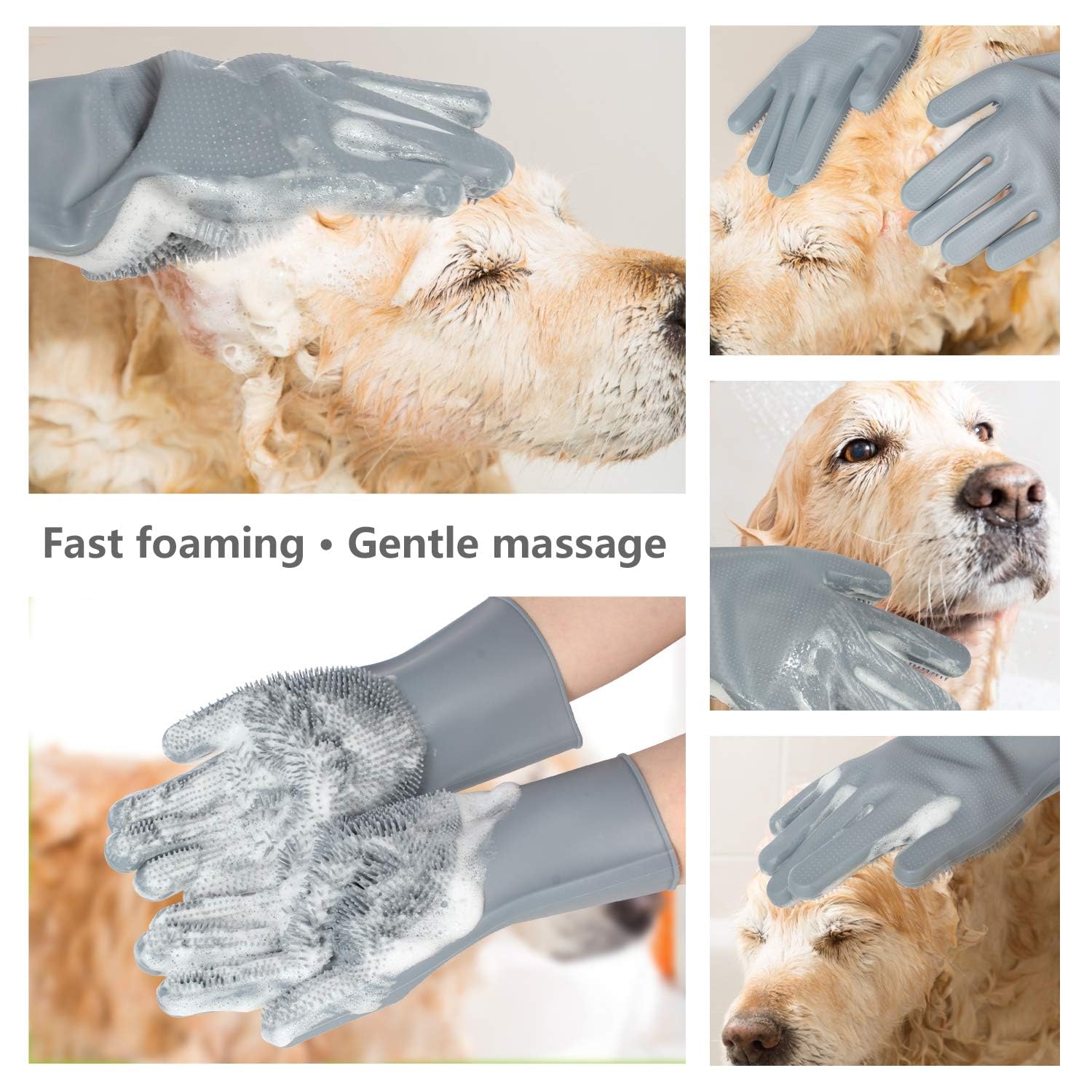 Professional Pet Grooming Gloves - Multi-Functional Bathing and Deshedding Mitt with Enhanced Five Finger Design for Dogs, Cats, Rabbits, and Horses - Single Pack