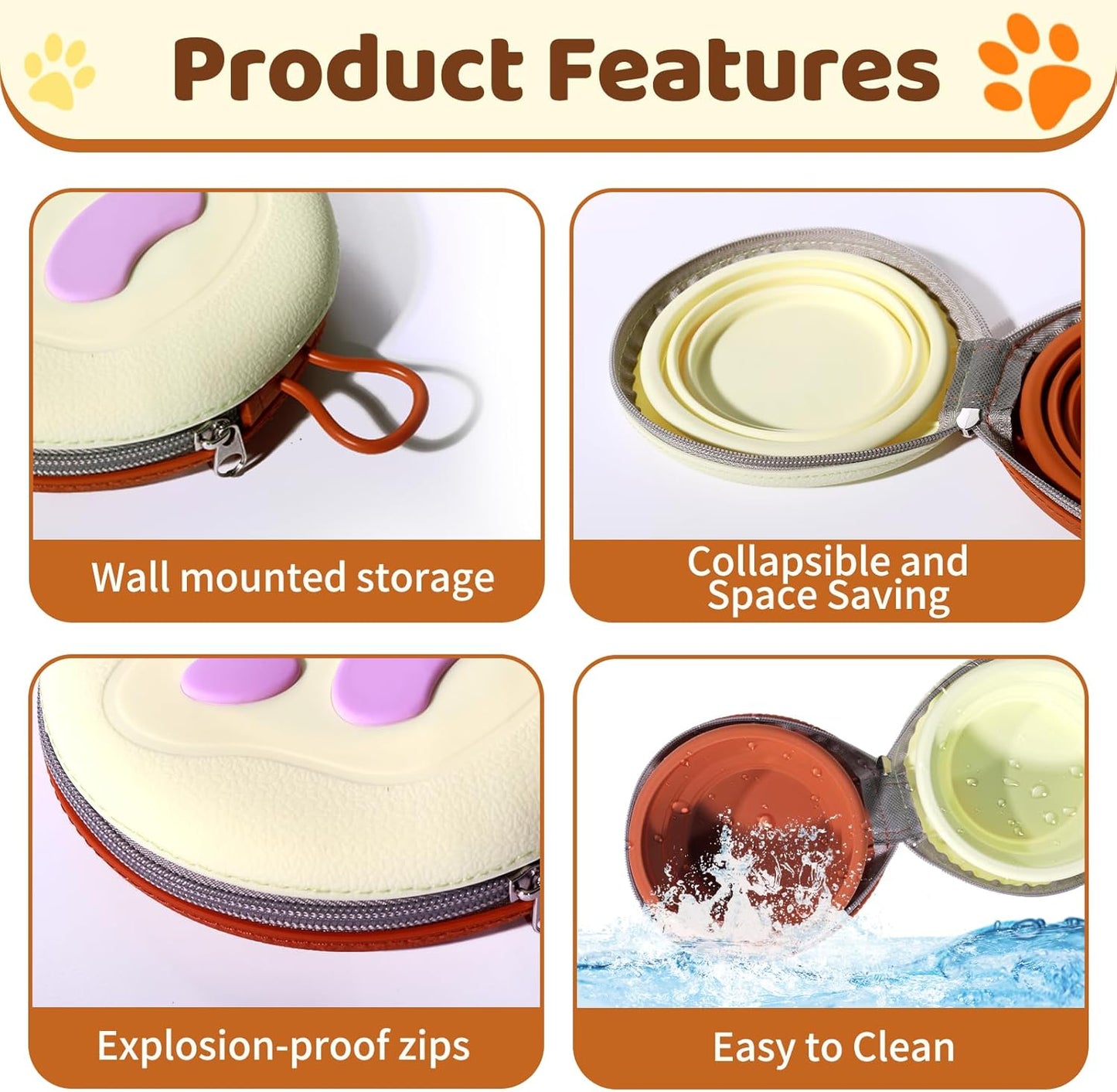 Collapsible 2-in-1 Travel Dog Bowls with Zipper Case - Portable Non-Skid Silicone Feeders for Outdoor Adventures & Pet Lovers