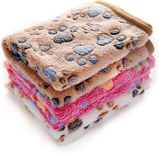 Premium Fleece Pet Blanket Set - 3 Super Soft Fluffy Throws for Dogs and Cats in Brown, Pink, and White (Small, 23x16 Inches)