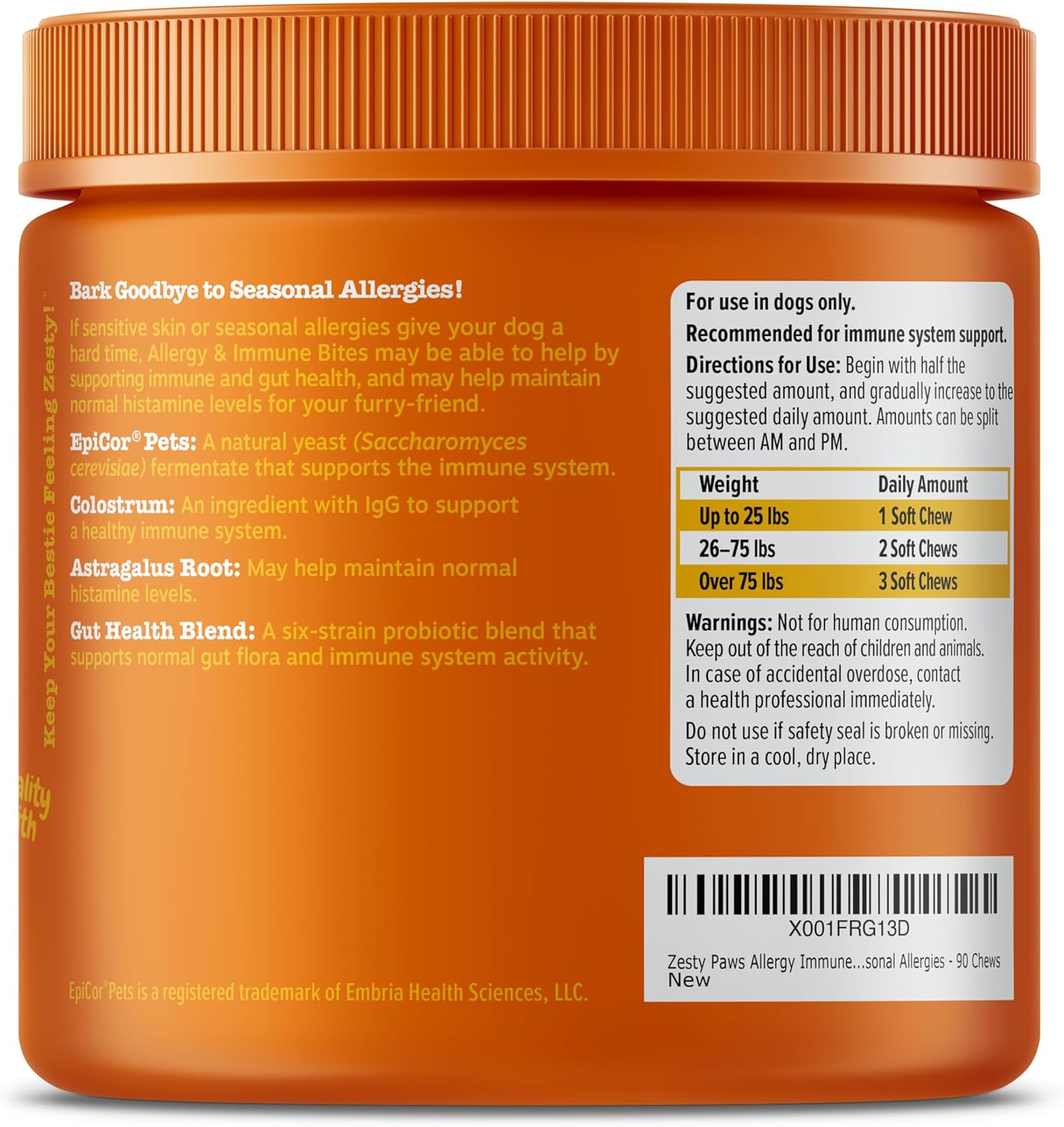 Dog Allergy Relief Chews - Itching Skin & Ear Relief - Probiotics for Allergies - 90 Count Lamb Flavor