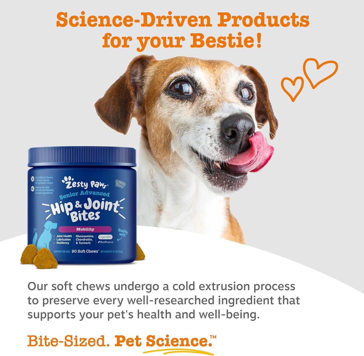 Mobility Bites Joint Supplement for Dogs - Soft Chews with Glucosamine for Dogs, Chondroitin, & MSM + Vitamins C and E - Adv Chicken - 90 Count